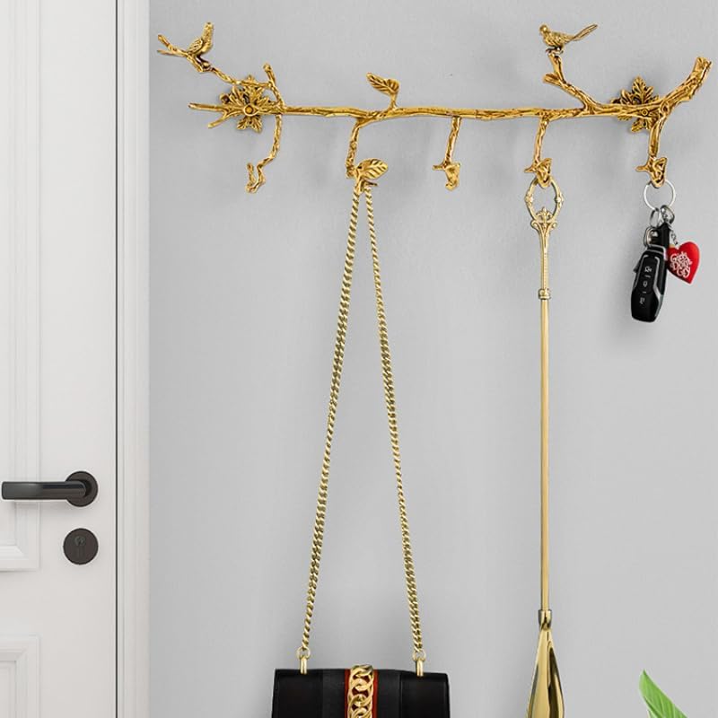 20 Inch Gold Wall Mount 6 Hooks Coat Rail