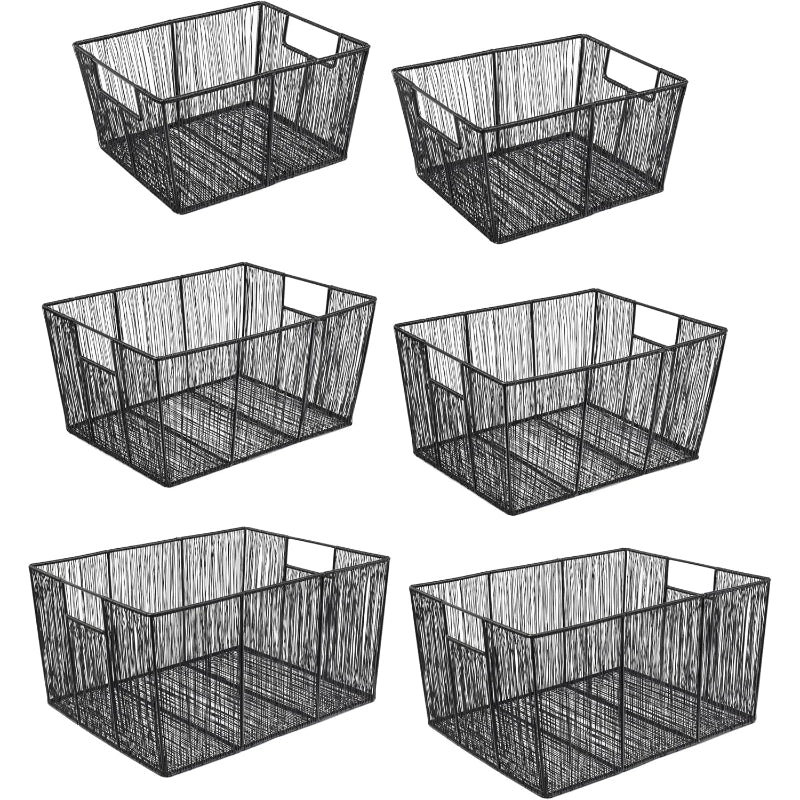 6 Pack Black Mesh Storage Baskets