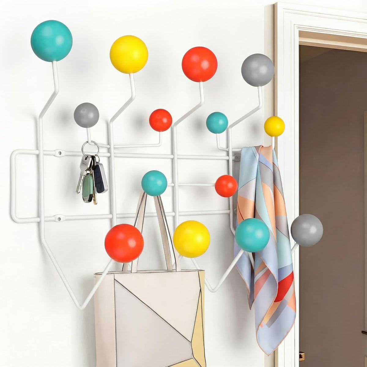 Wall Mounted Wooden Ball Coat Rack
