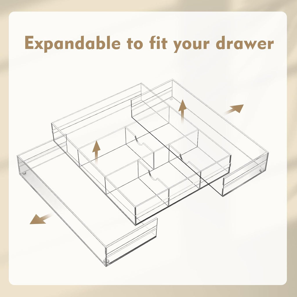 8 Compartment Expandable Acrylic Drawer Organizer