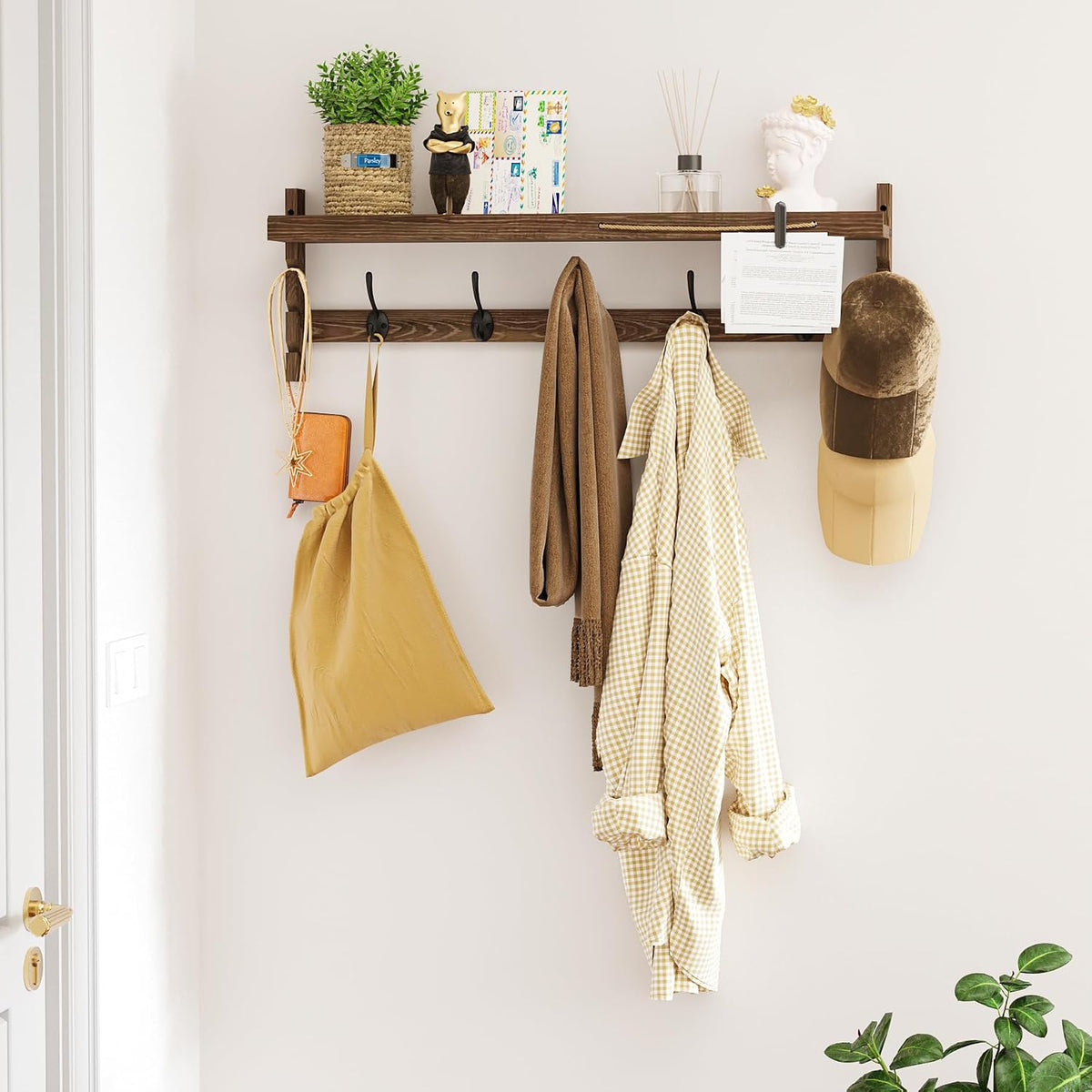 28.9 Inch Wall Coat Rack with Shelf