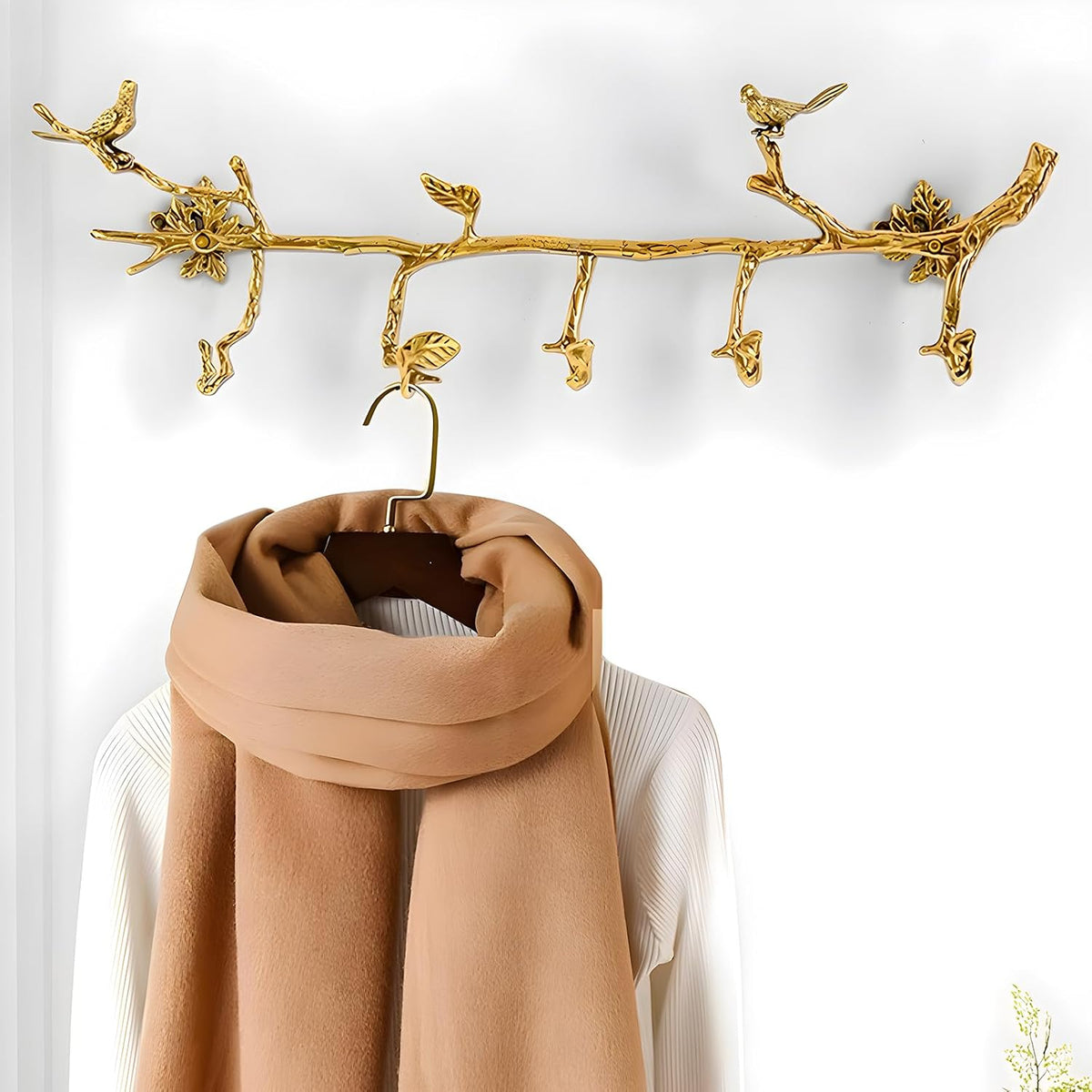 20 Inch Gold Wall Mount 6 Hooks Coat Rail