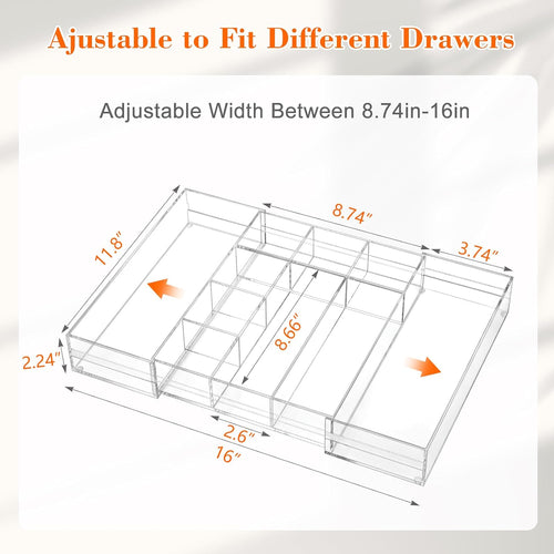 10 Compartment Expandable Acrylic Drawer Organizer