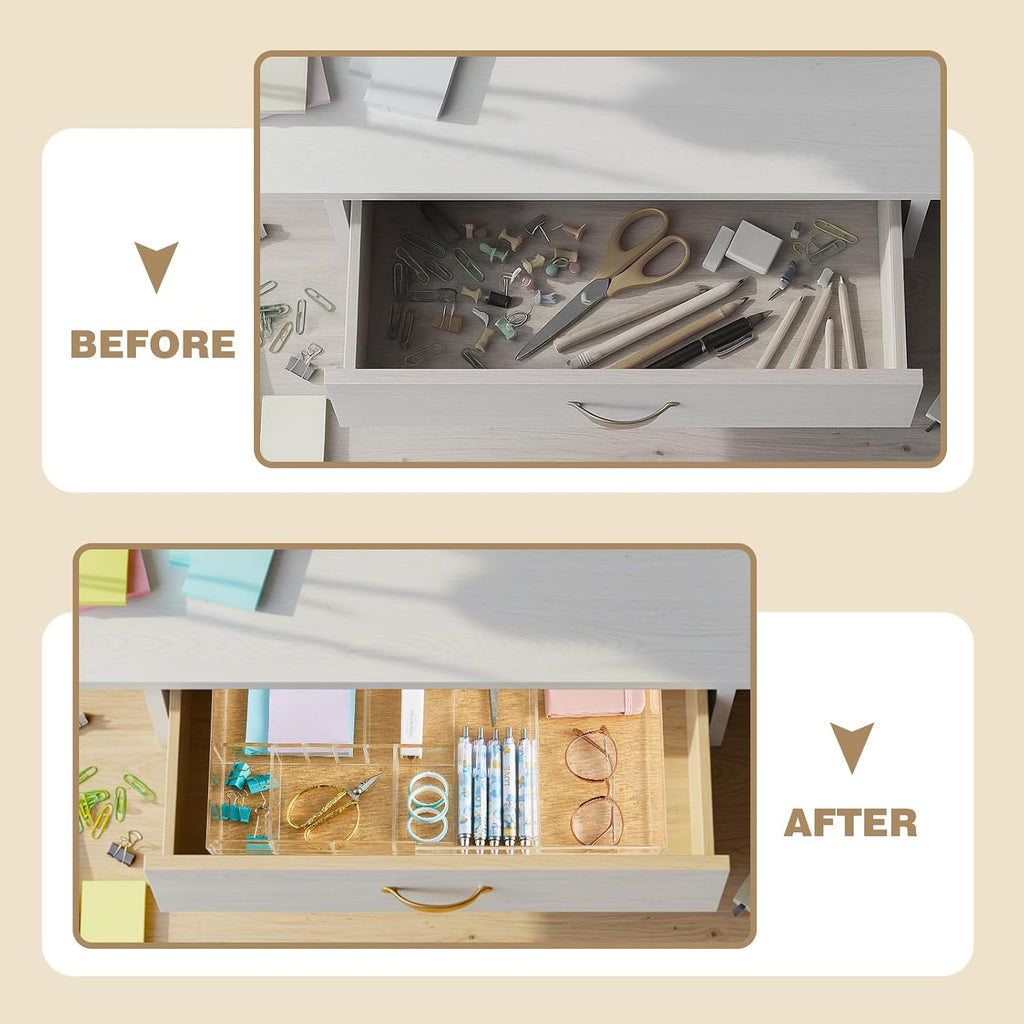 2 Pack Expandable 7 Compartment Drawer Organizer Trays
