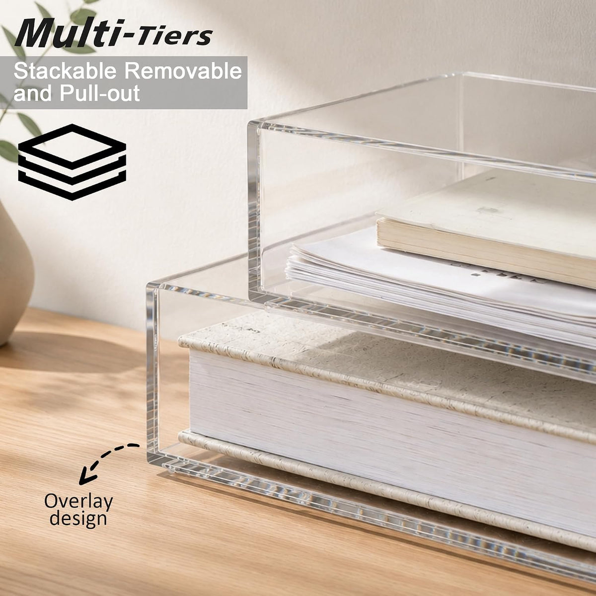 Clear Acrylic Desk Organizer with Paper Tray