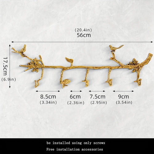 20 Inch Gold Wall Mount 6 Hooks Coat Rail