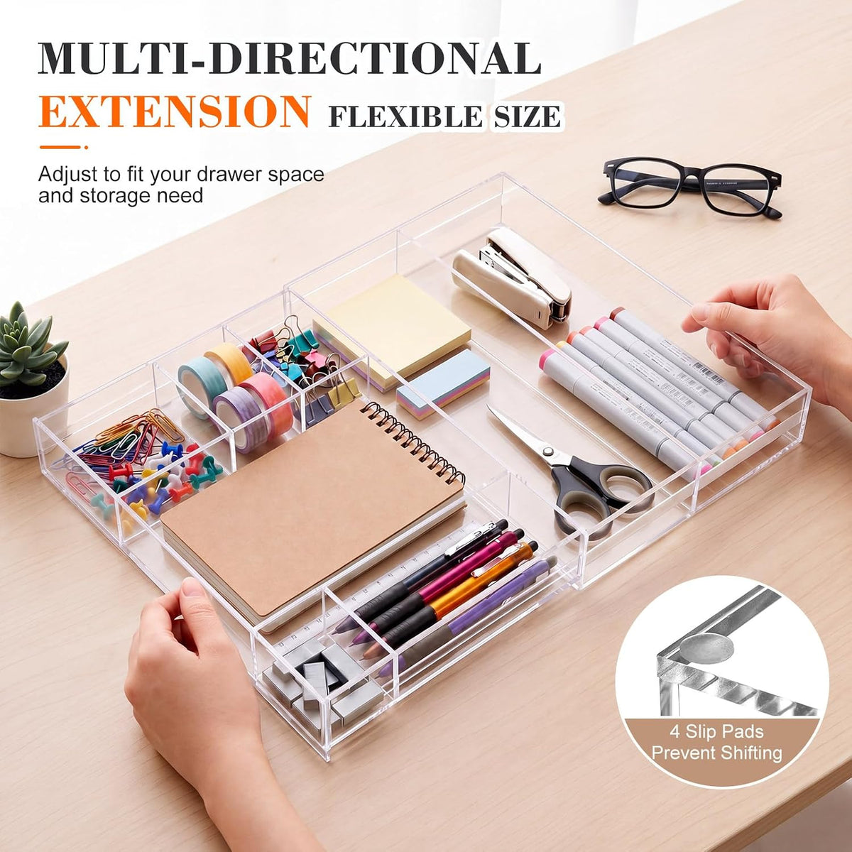 Small 11 Compartment Acrylic Drawer Organizer