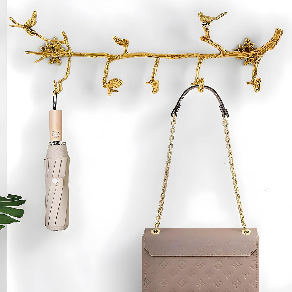 20 Inch Gold Wall Mount 6 Hooks Coat Rail