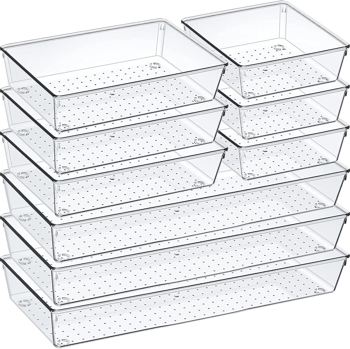 9 Pack Clear Acrylic Drawer Organizer Set