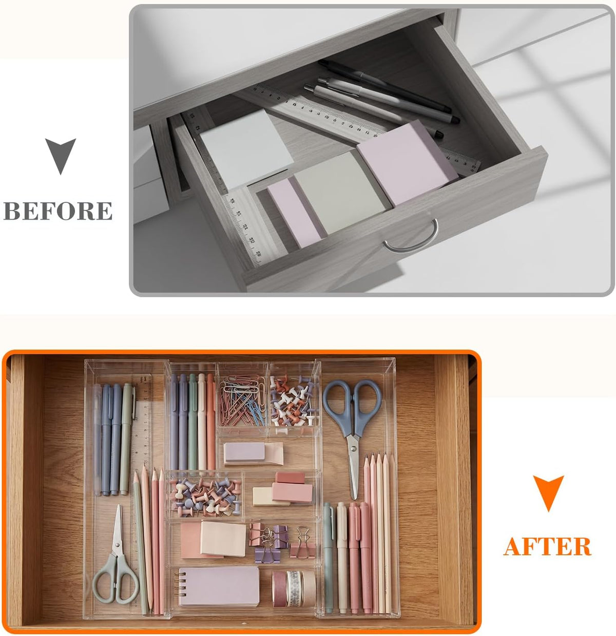 9 Compartment Expandable Acrylic Drawer Organizer