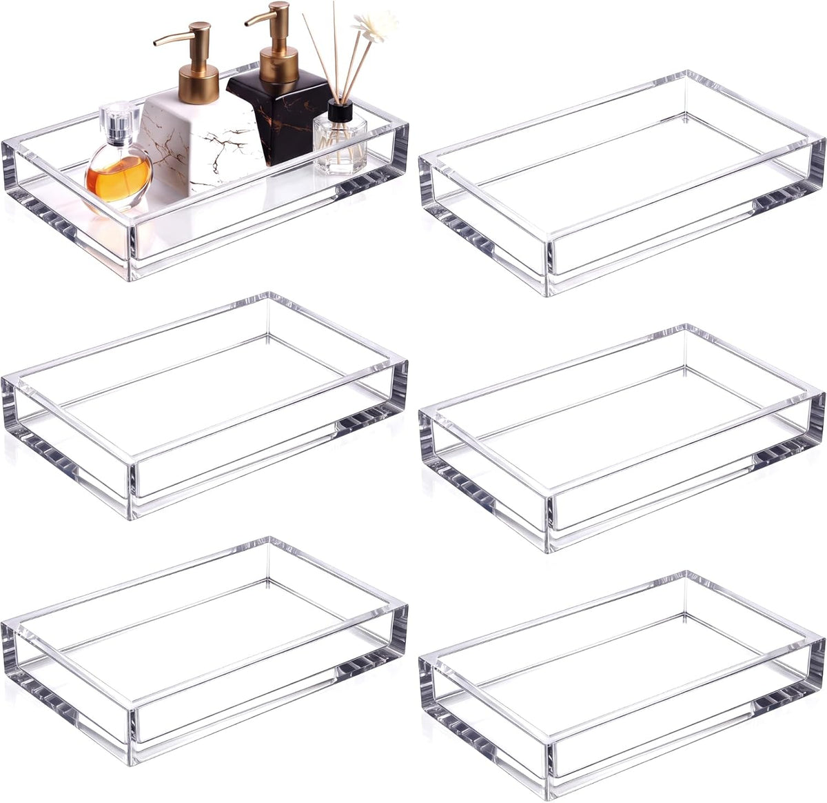 6 Pack 9.65x5.9 Acrylic Vanity Tray