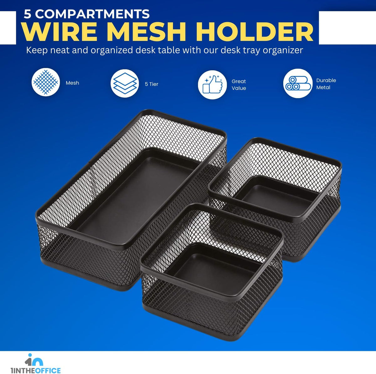 3 Compartment Mesh Drawer Tray