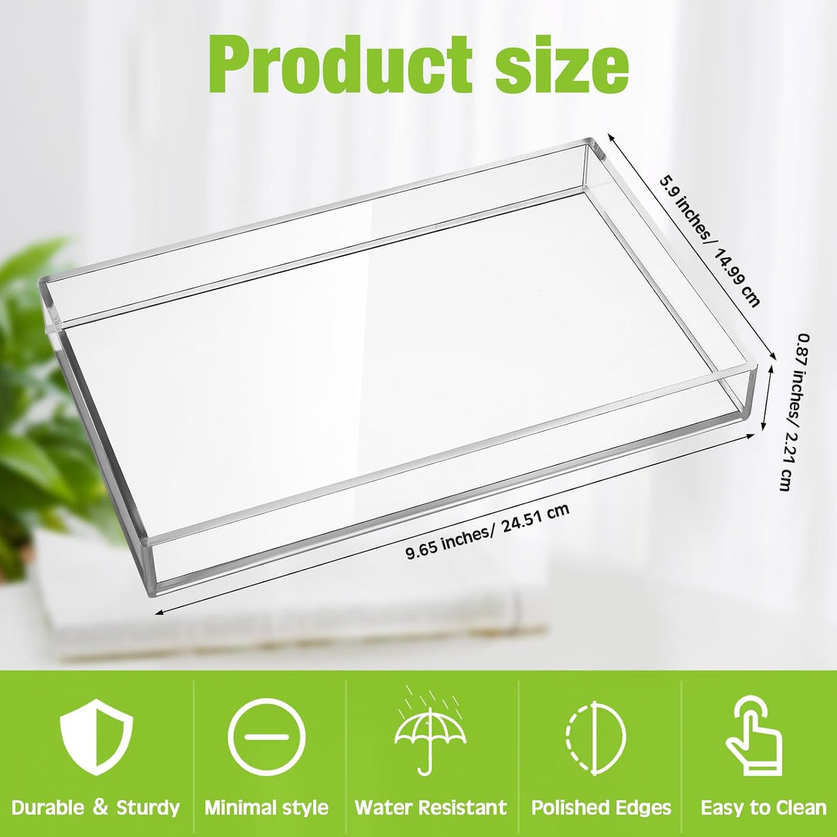 6 Pack 9.65x5.9 Acrylic Vanity Tray