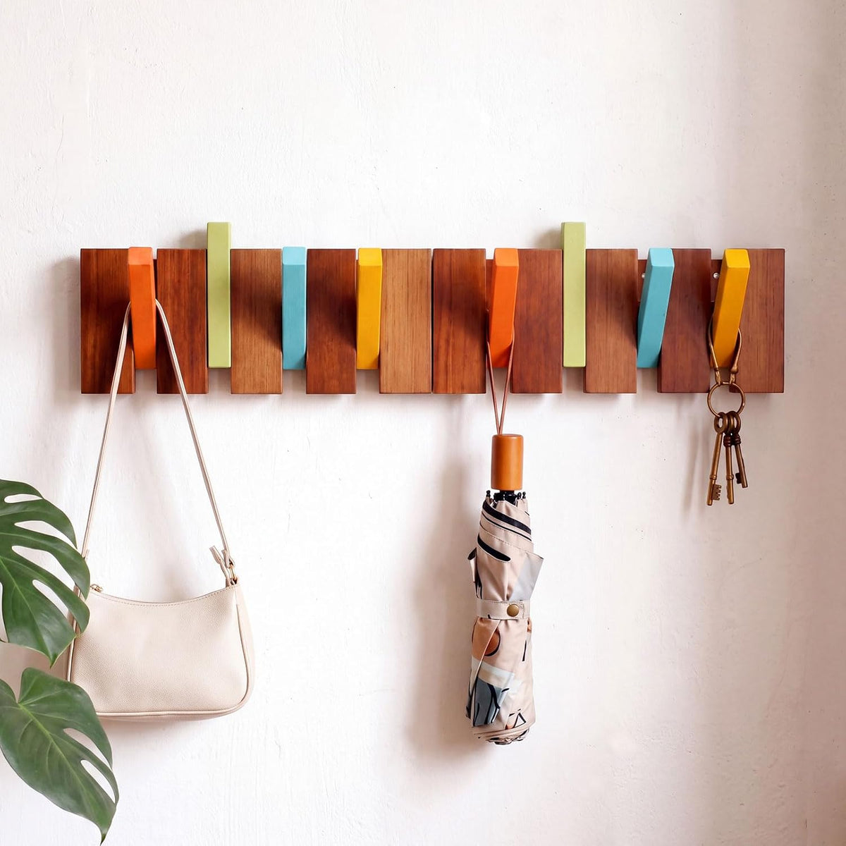 2 Pack MCM Hideaway 4 Hook Wood Coat Rack