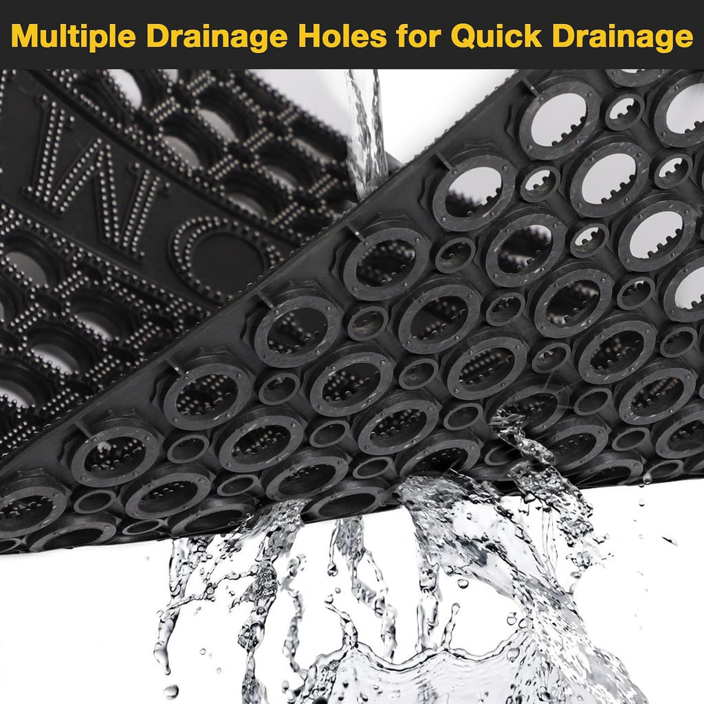 23x35 Black Drainage Rubber Door Mat