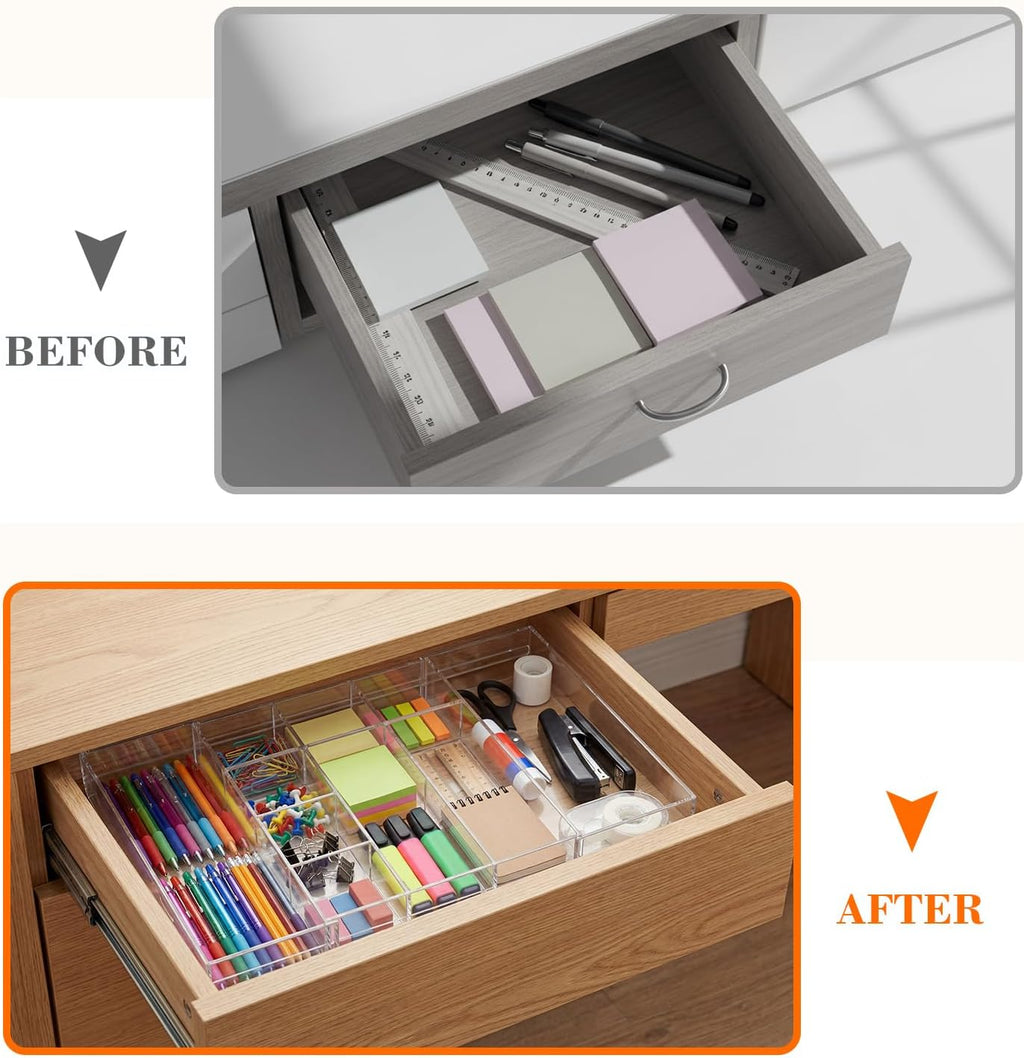 10 Compartment Expandable Acrylic Drawer Organizer
