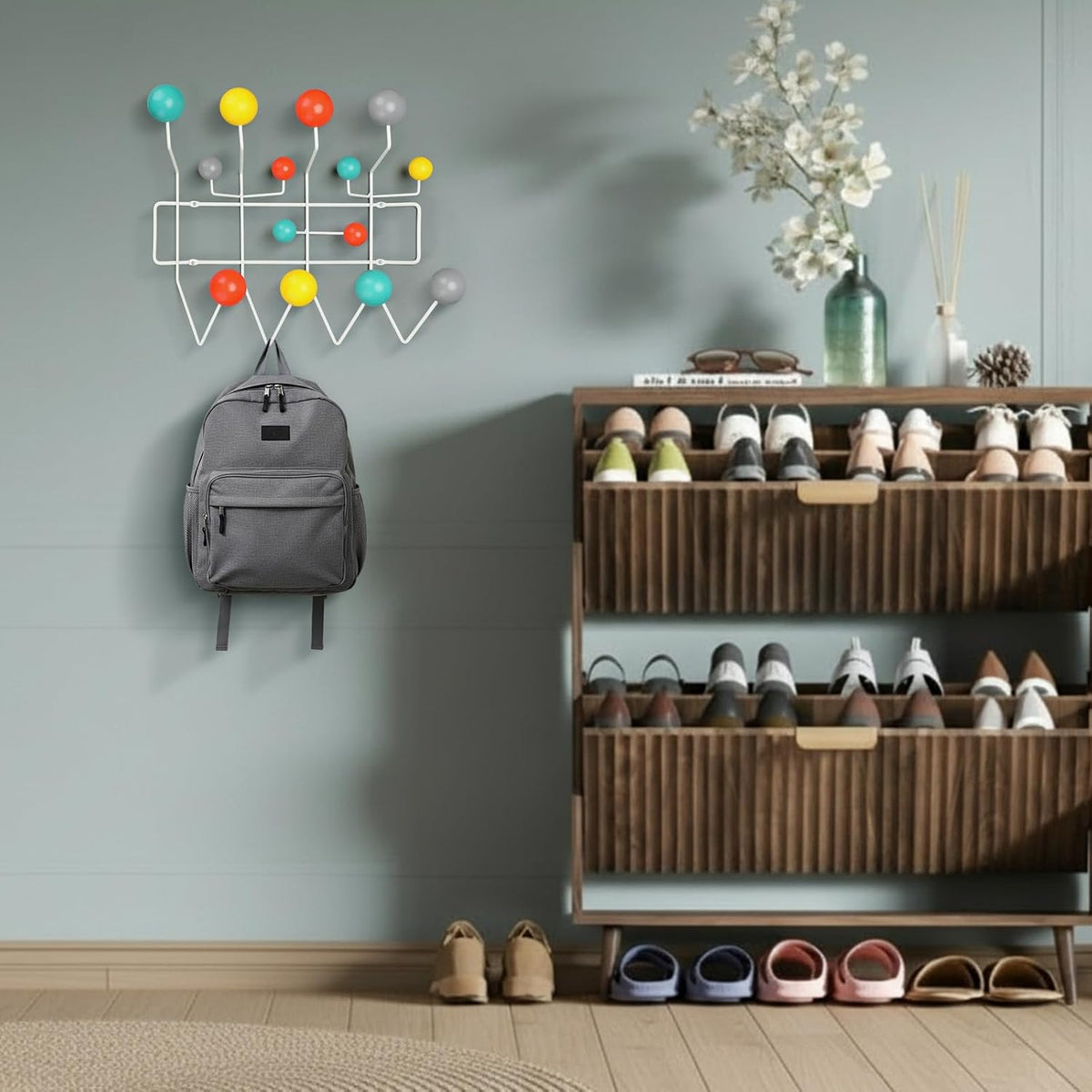 Wall Mounted Wooden Ball Coat Rack