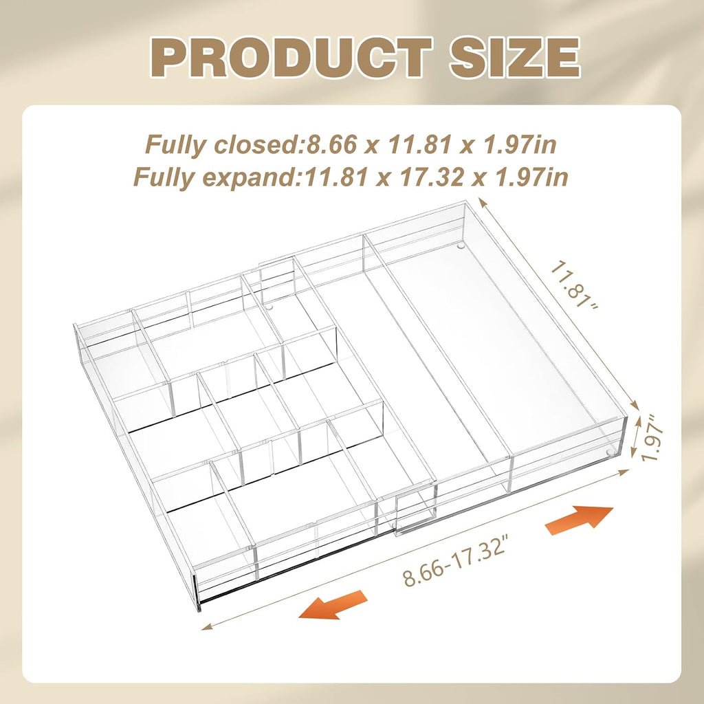 2 Pack Expandable 7 Compartment Drawer Organizer Trays