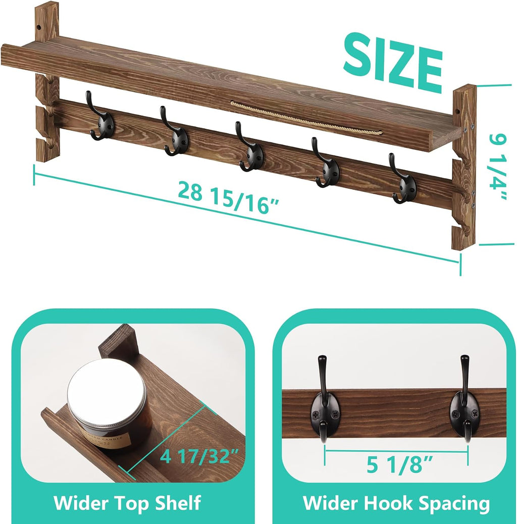 28.9 Inch Wall Coat Rack with Shelf