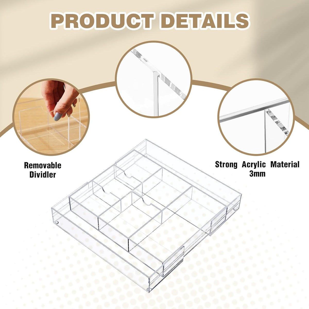 8 Compartment Expandable Acrylic Drawer Organizer