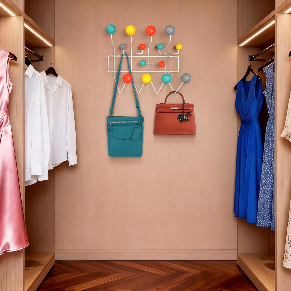 Wall Mounted Wooden Ball Coat Rack