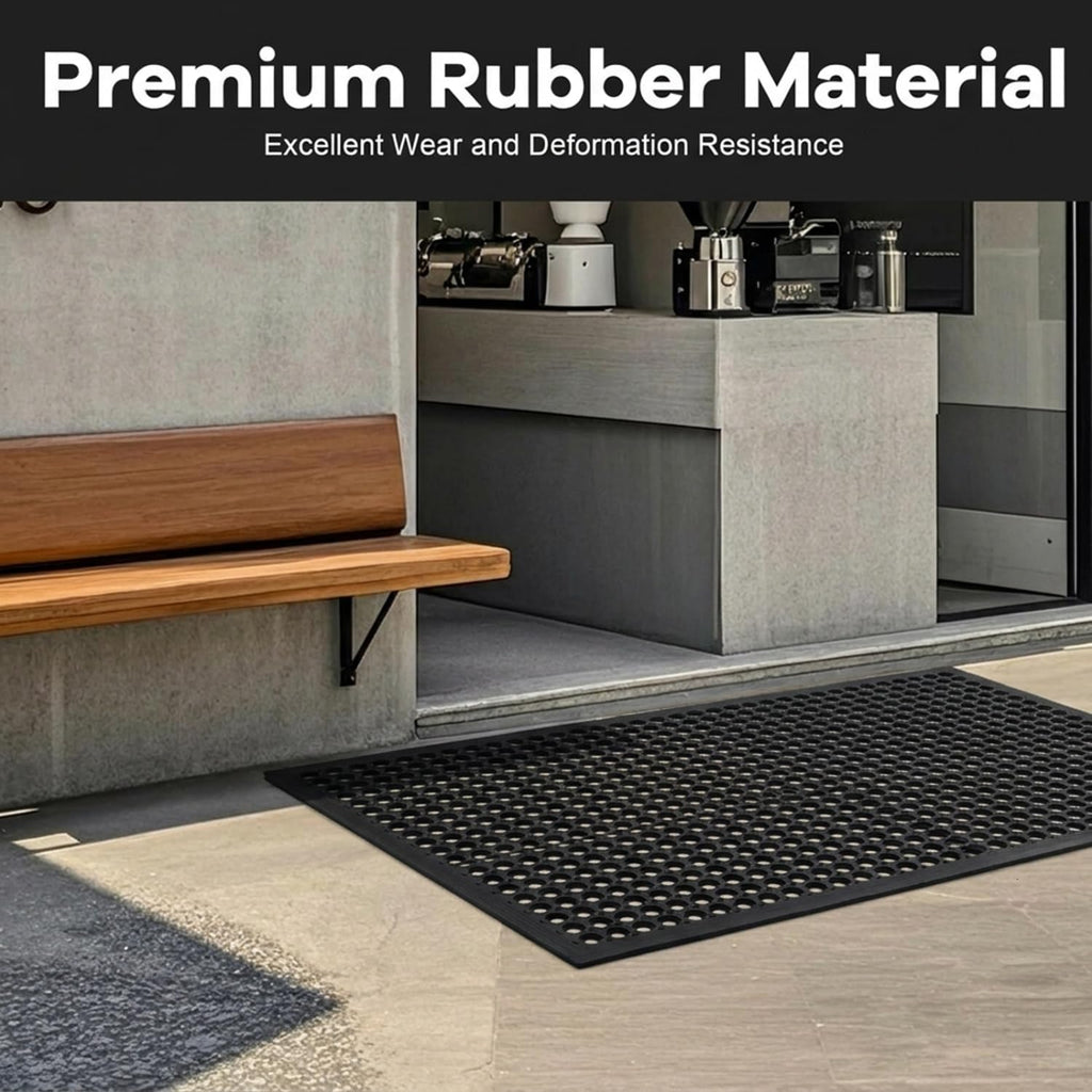 58x35 Black Drainage Rubber Door Mat