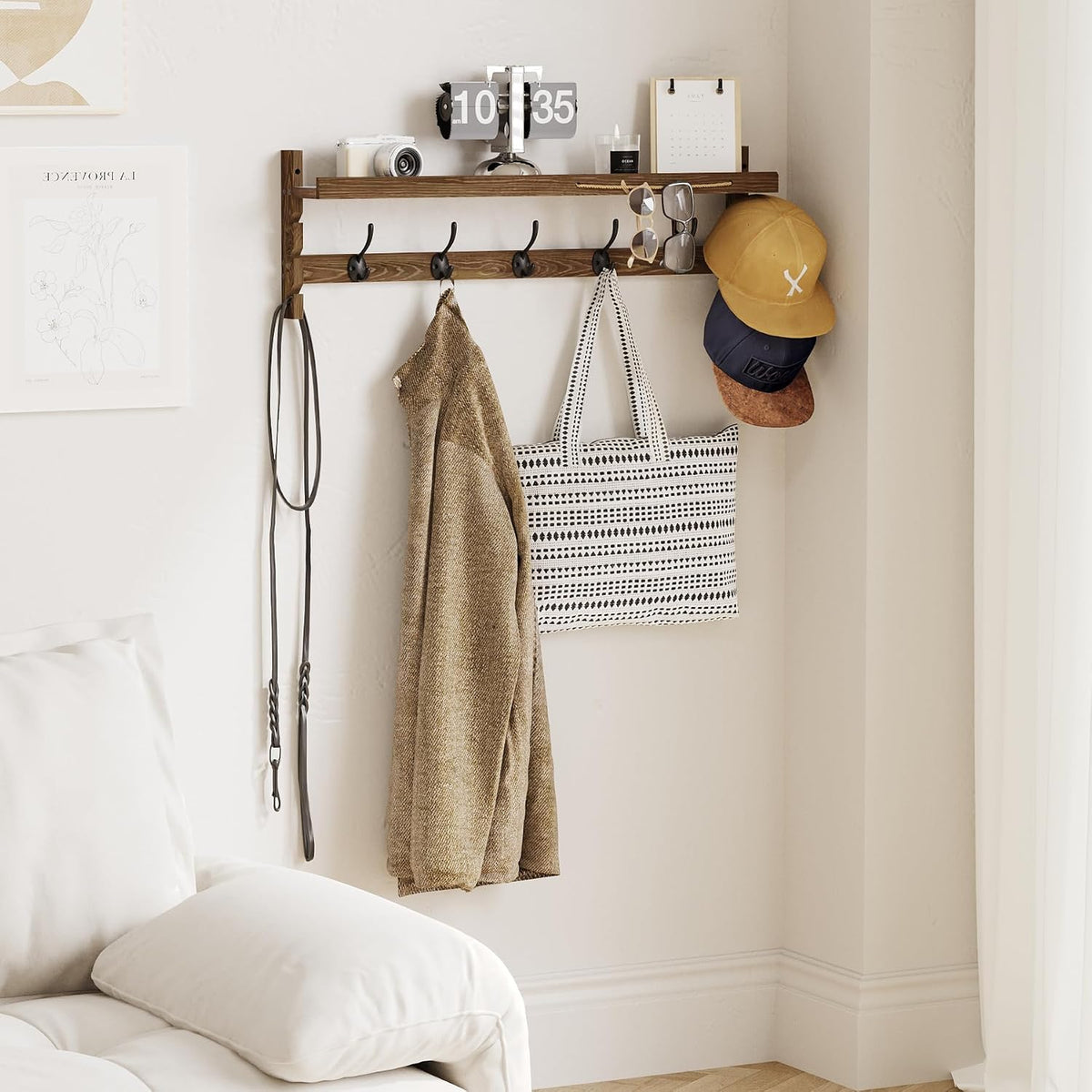 28.9 Inch Wall Coat Rack with Shelf