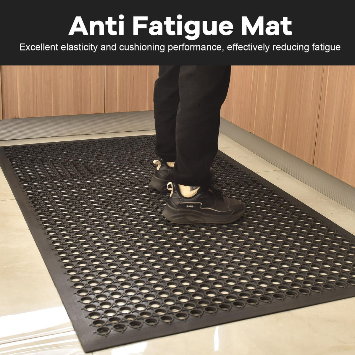 58x35 Black Drainage Rubber Door Mat