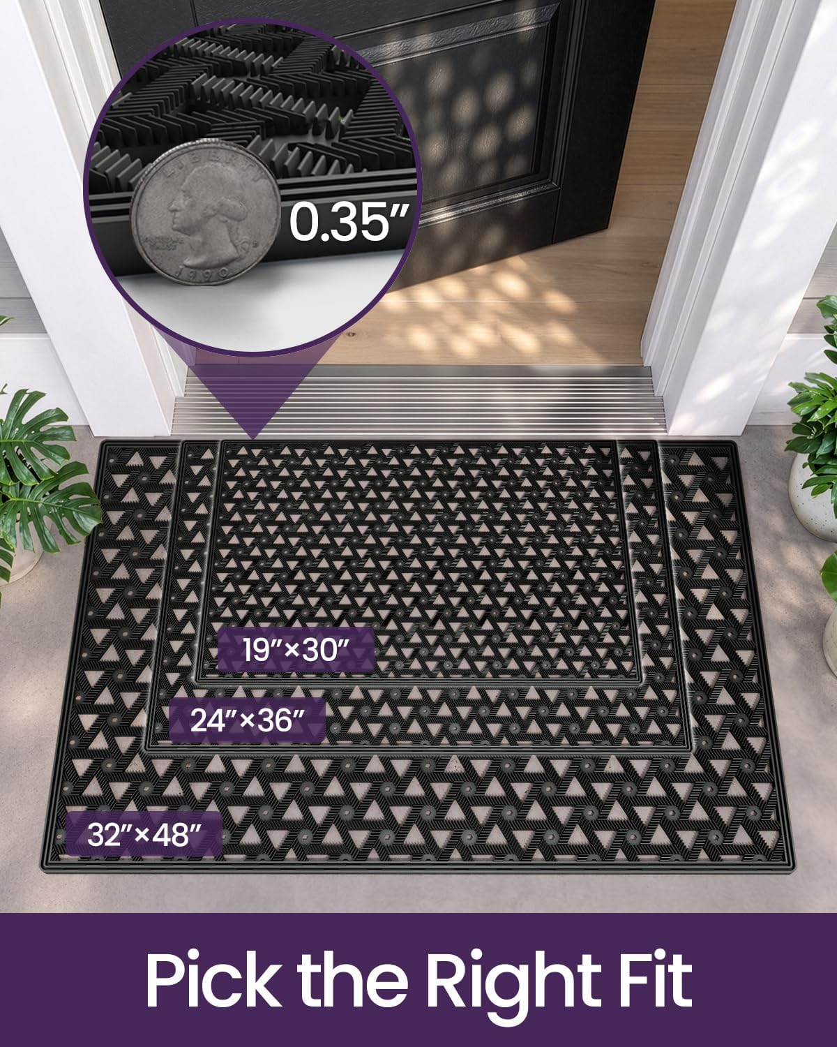 19x30 Black Rubber Door Mat