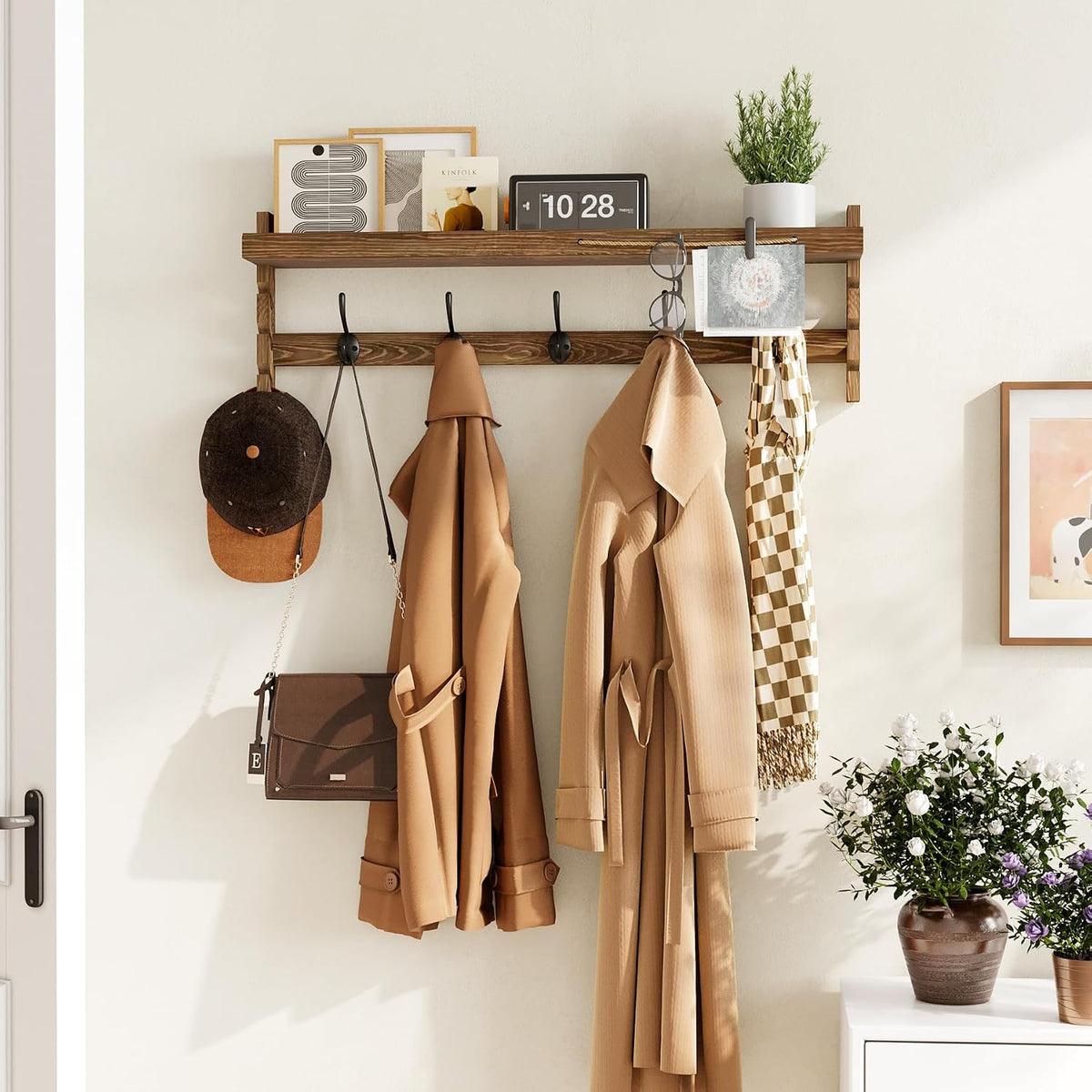 28.9 Inch Wall Coat Rack with Shelf