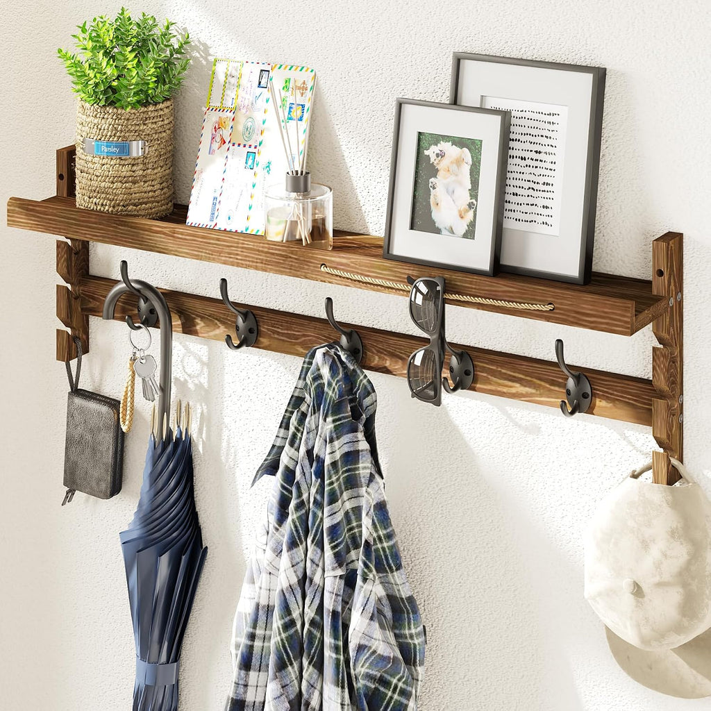 28.9 Inch Wall Coat Rack with Shelf