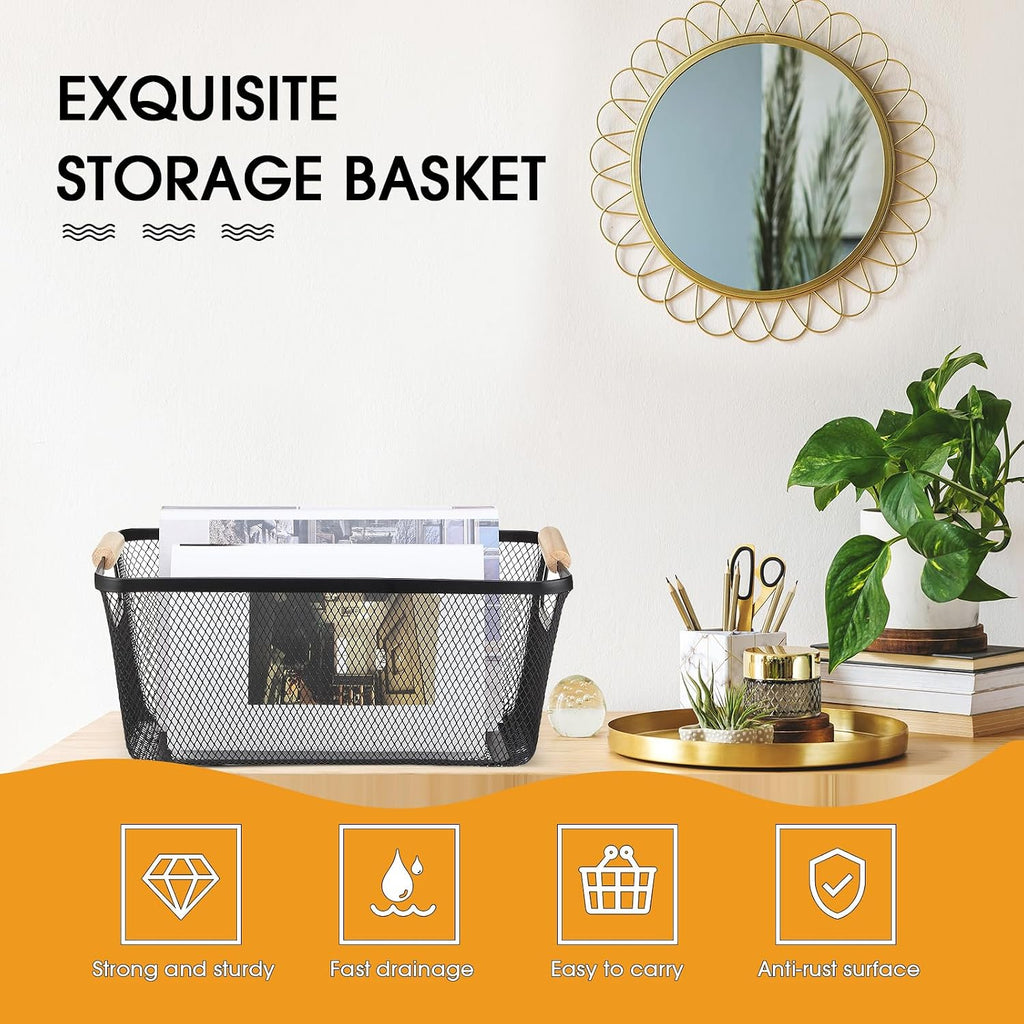 4 Pack Large Black Mesh Baskets