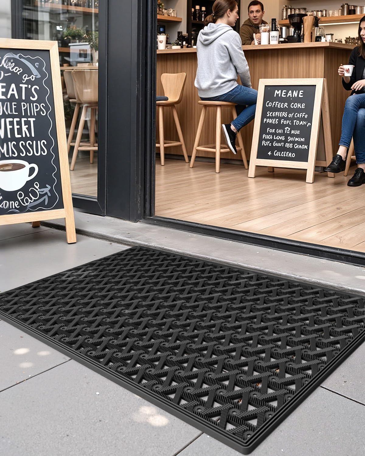 19x30 Black Rubber Door Mat