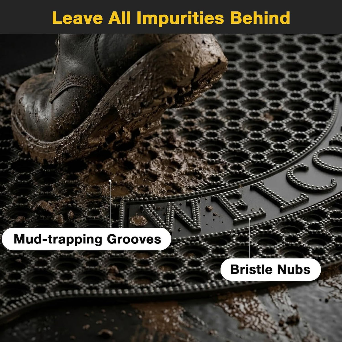 23x35 Black Drainage Rubber Door Mat