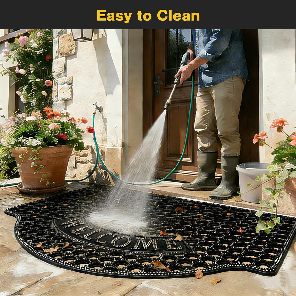 23x35 Black Drainage Rubber Door Mat