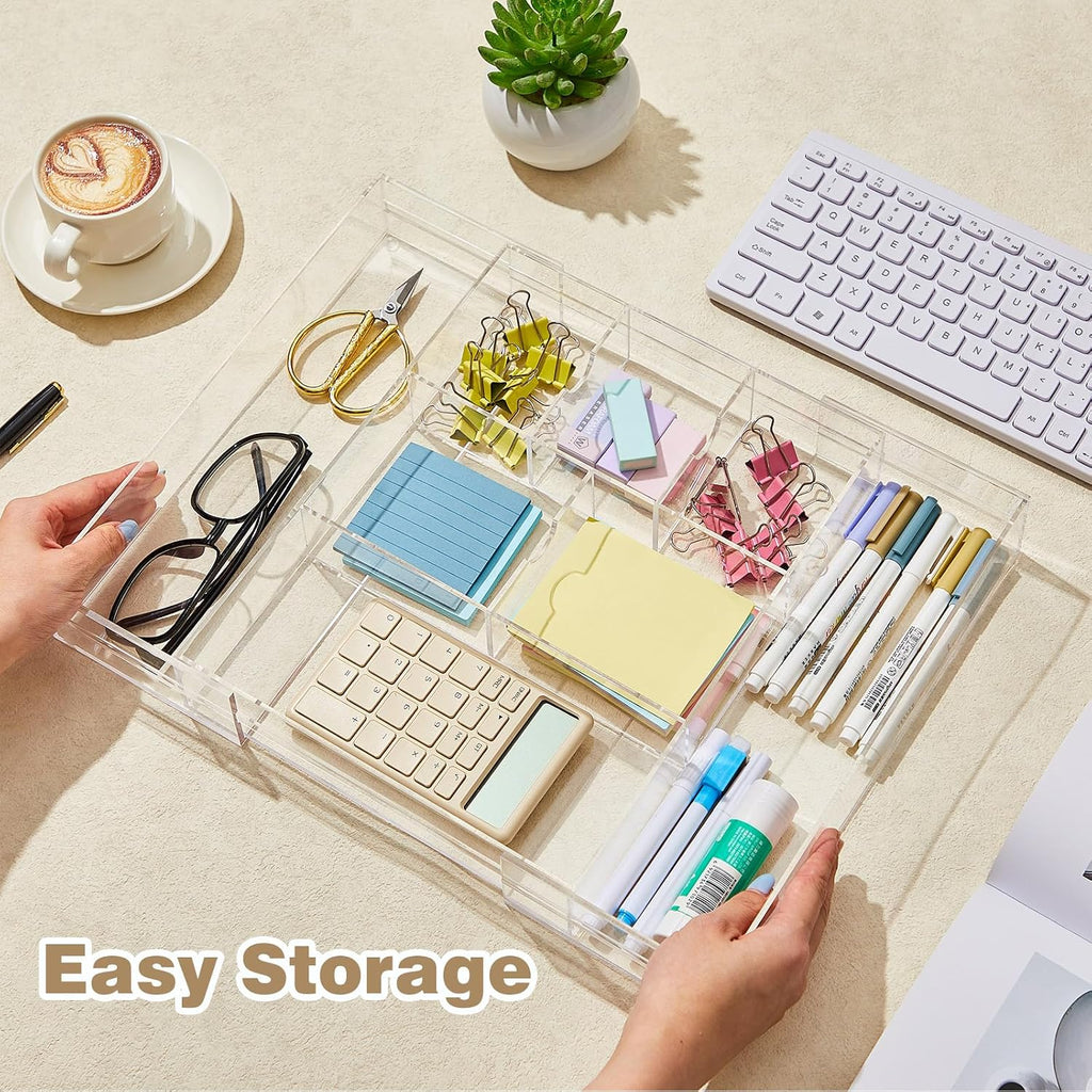 8 Compartment Expandable Acrylic Drawer Organizer