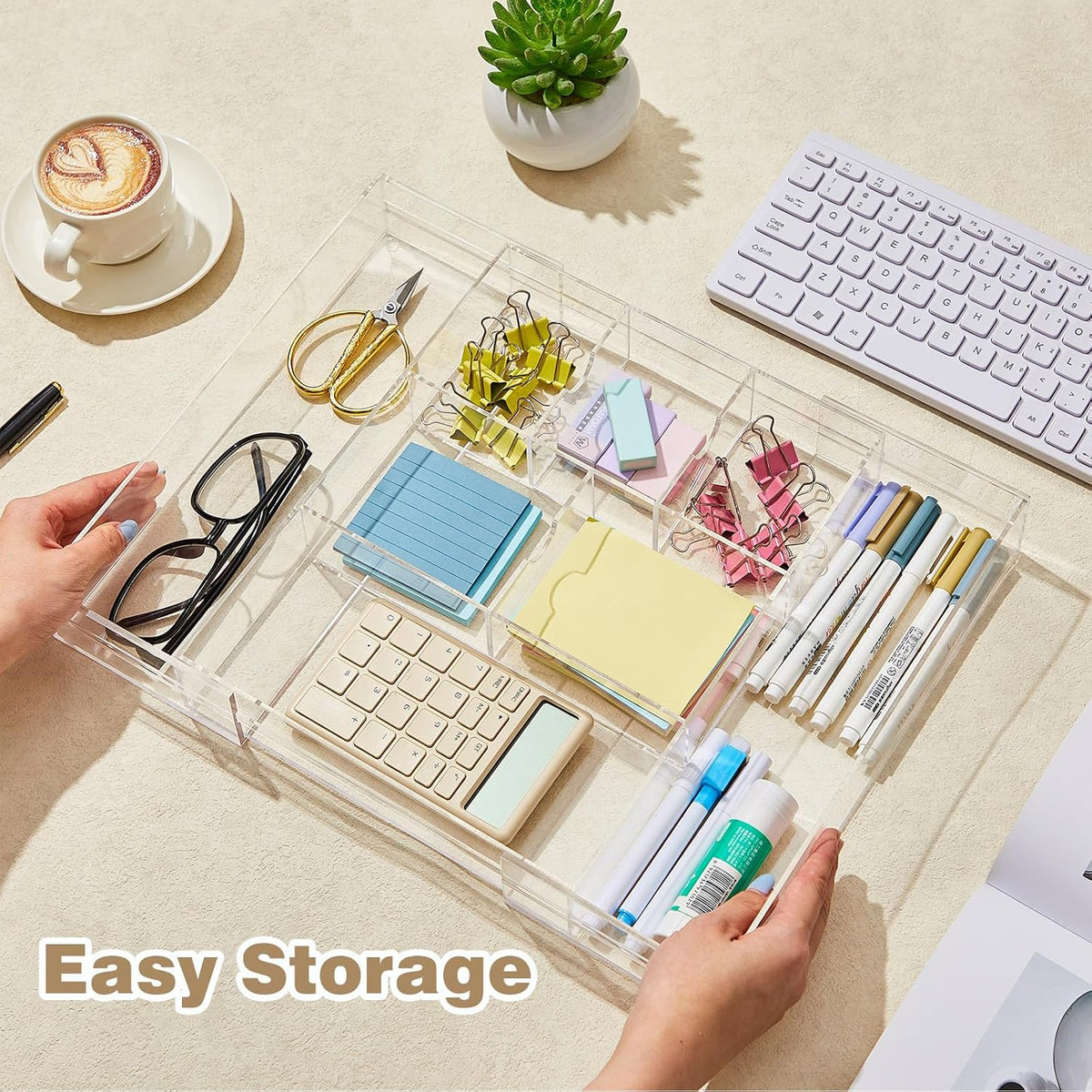 8 Compartment Expandable Acrylic Drawer Organizer