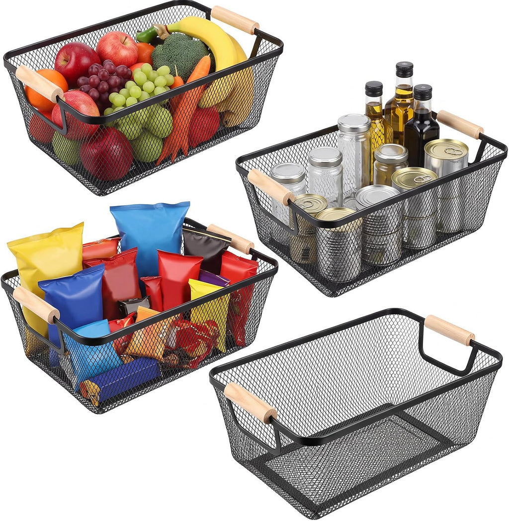 4 Pack Black Mesh Baskets