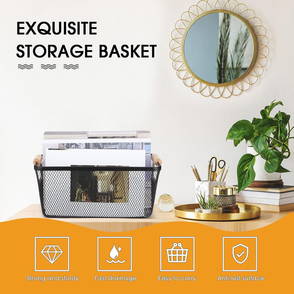 4 Pack Black Mesh Baskets