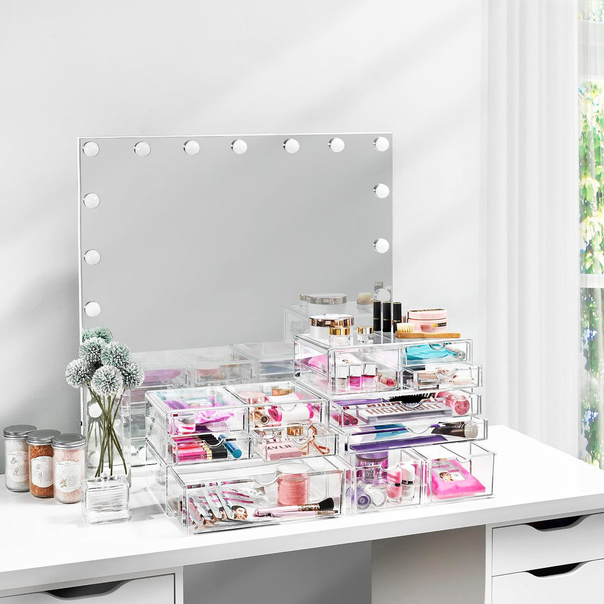 Clear Makeup Organizer 2 Wide Drawers