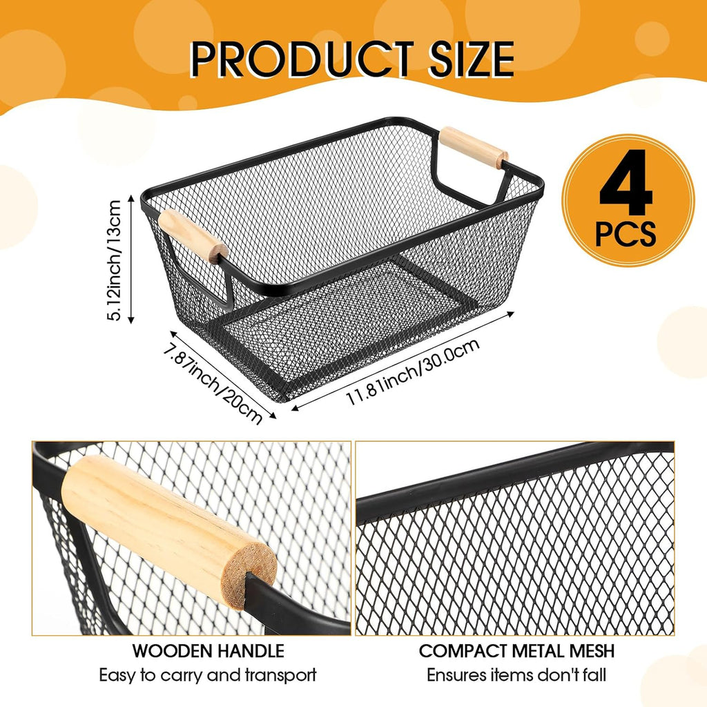 4 Pack Black Mesh Baskets