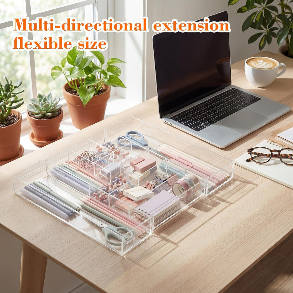 9 Compartment Expandable Acrylic Drawer Organizer
