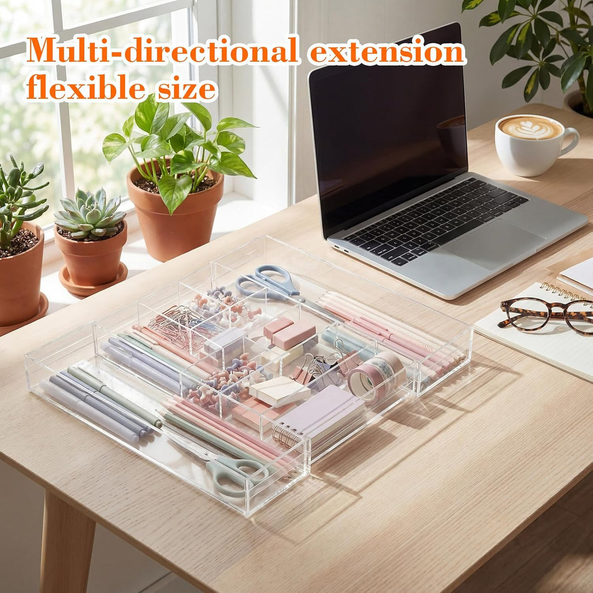 9 Compartment Expandable Acrylic Drawer Organizer