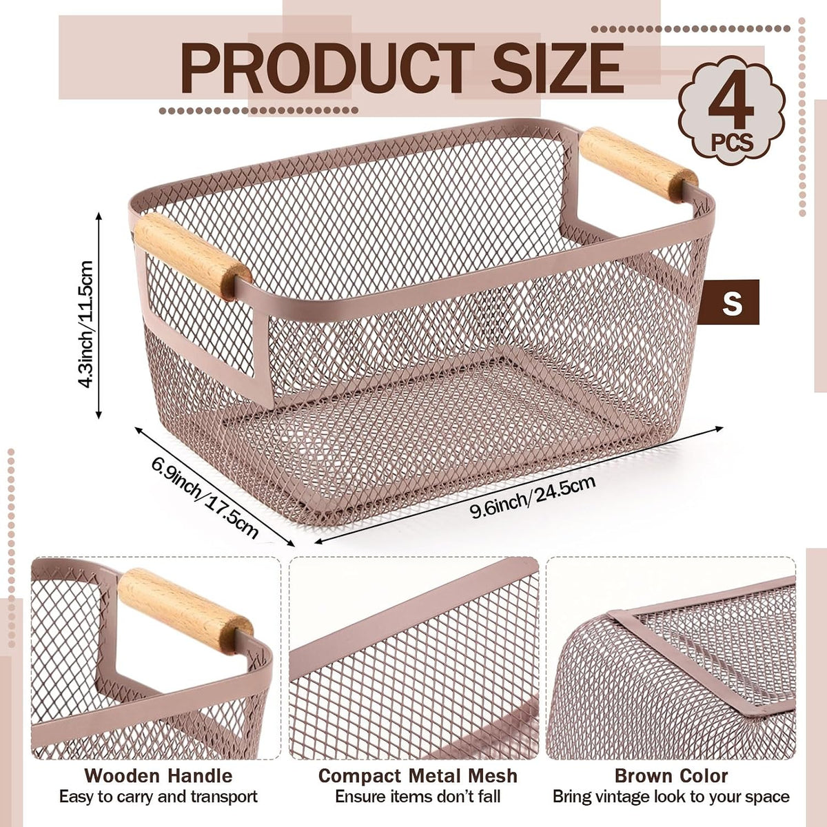 4 Pack Mesh Storage Baskets