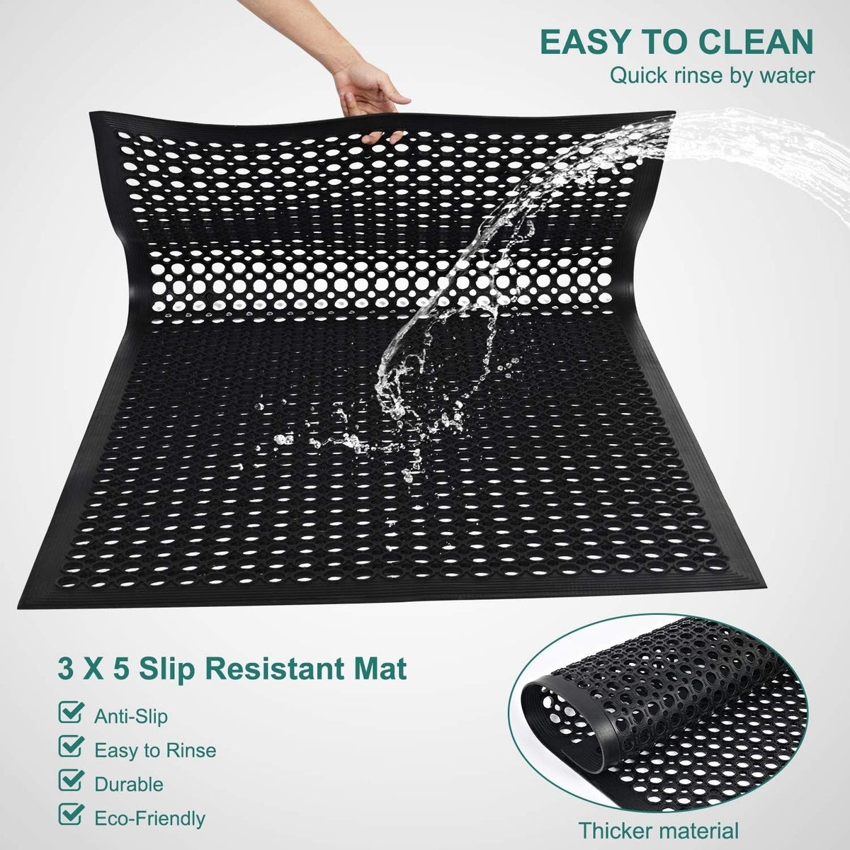 36x60 Black Anti Fatigue Drainage Rubber Mat
