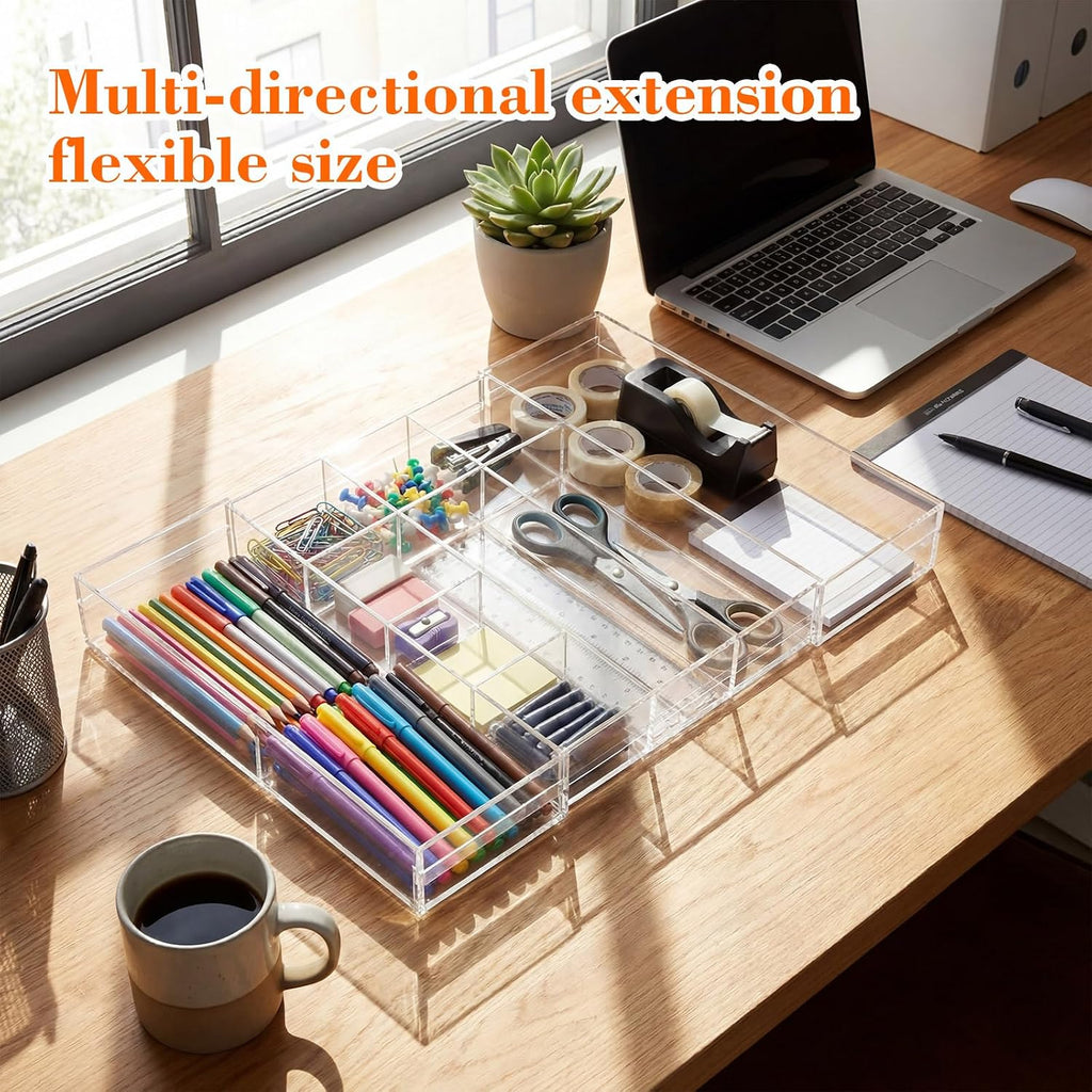10 Compartment Expandable Acrylic Drawer Organizer