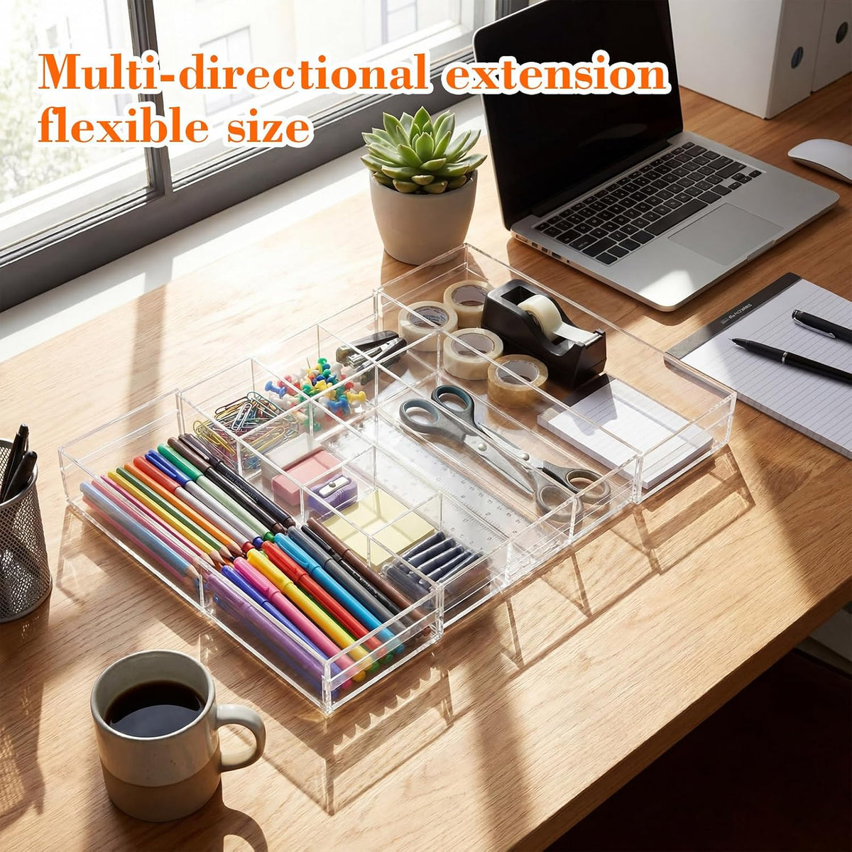 10 Compartment Expandable Acrylic Drawer Organizer