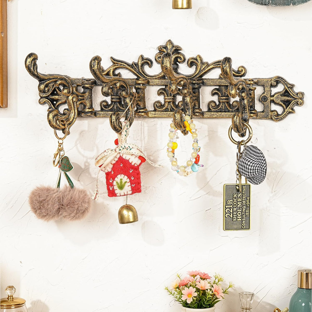 Black Gold 4-Arm Swivel Wall Hooks