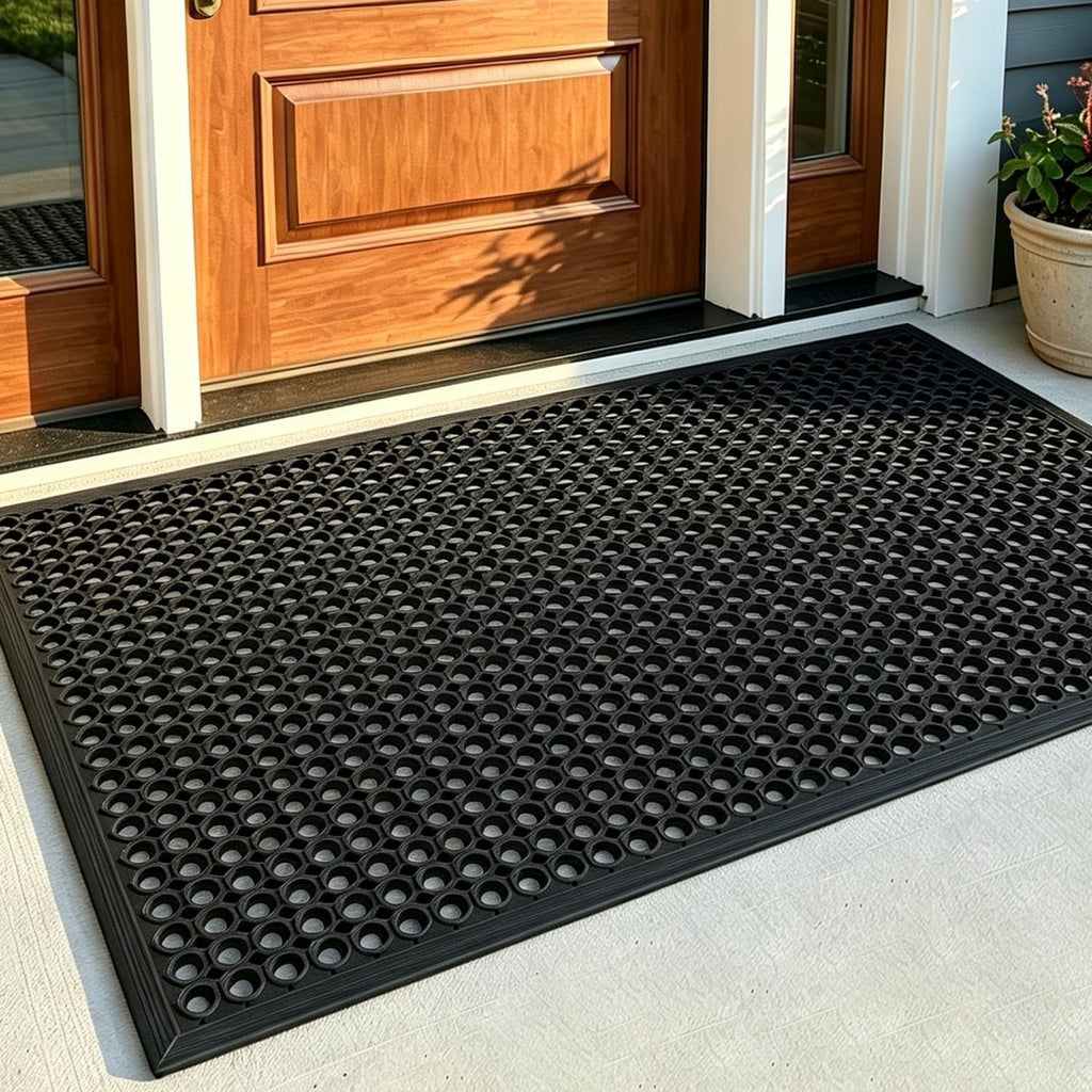 58x35 Black Drainage Rubber Door Mat