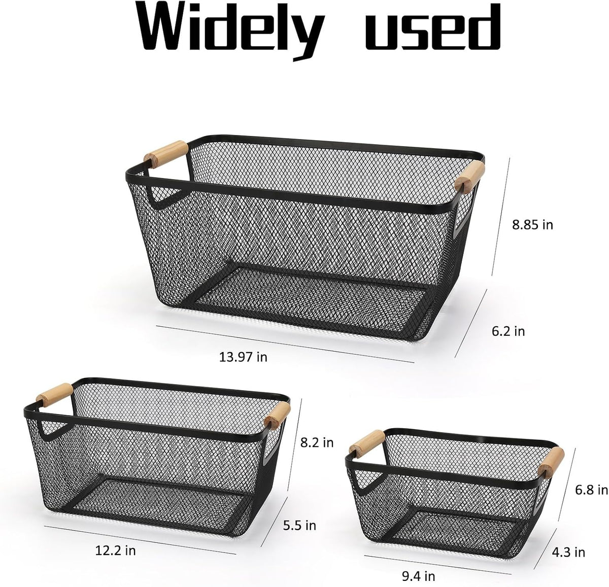 3 Pack Mesh Pantry Storage Baskets